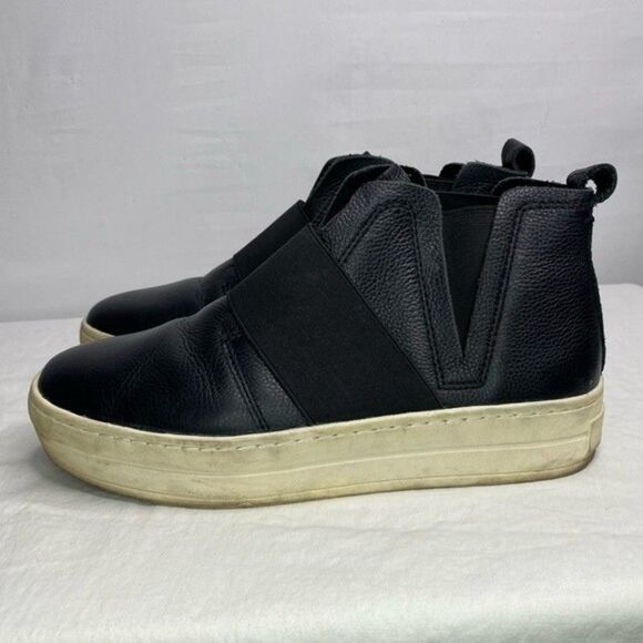 J/Slides Black White Holland High Top Leather Platform Slip On Sneakers 7.5 - Picture 3 of 11